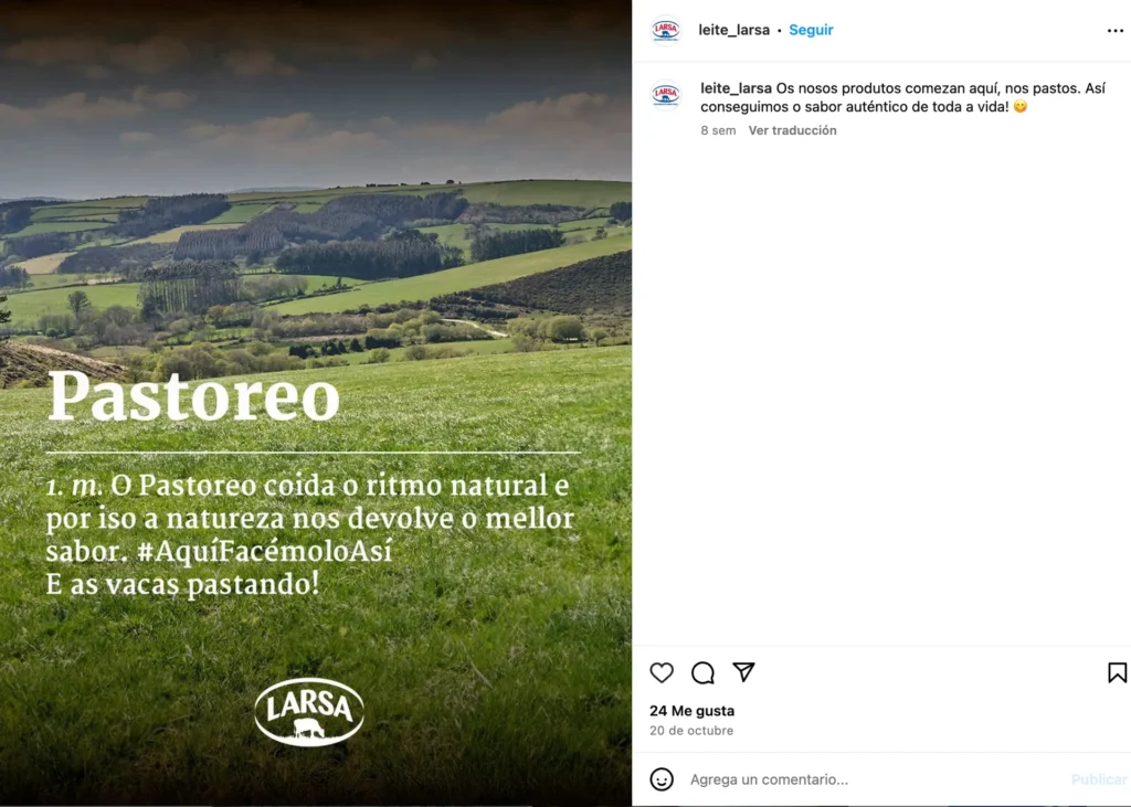 Anuncio Larsa comunicando en galego