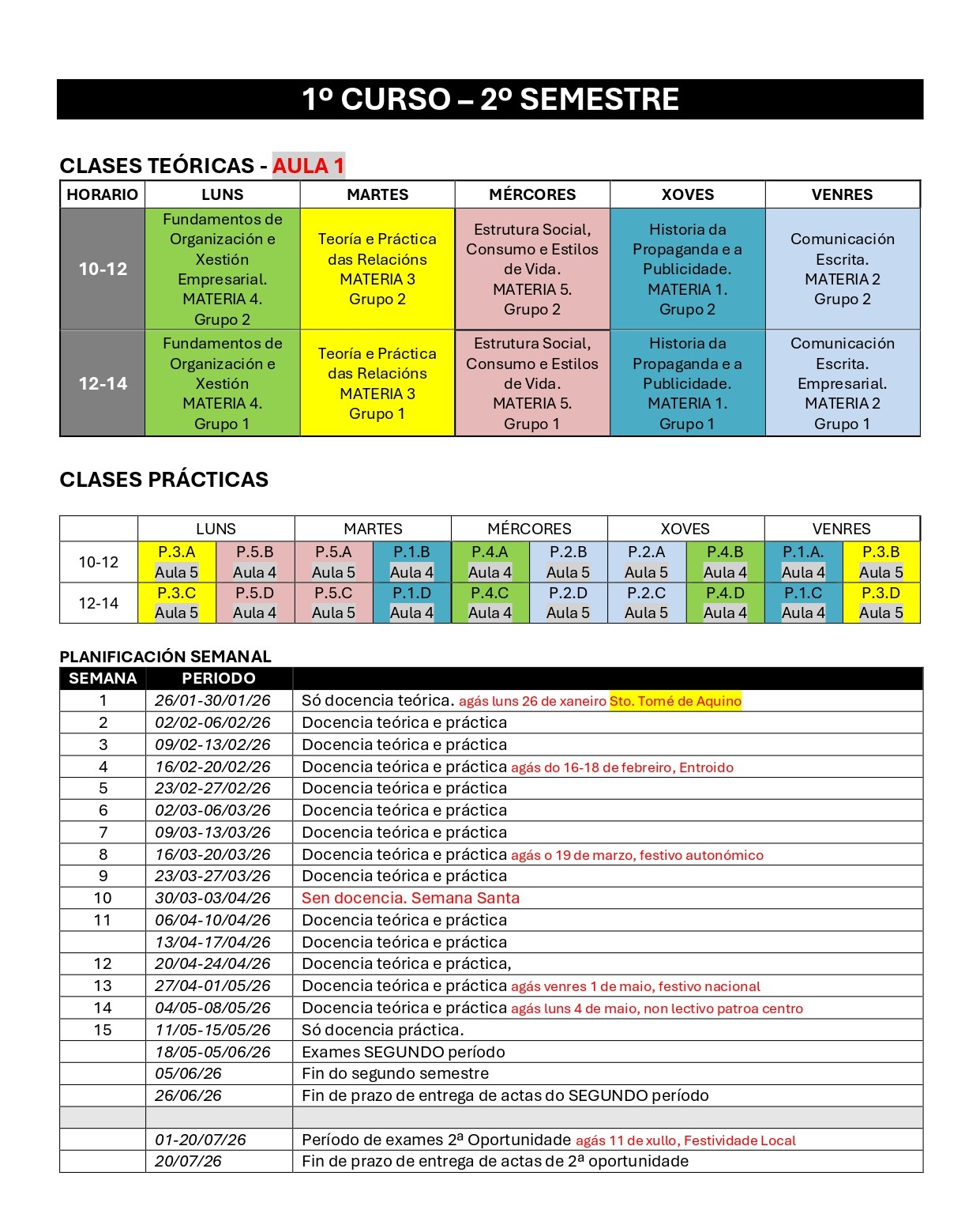 Imagen del horario