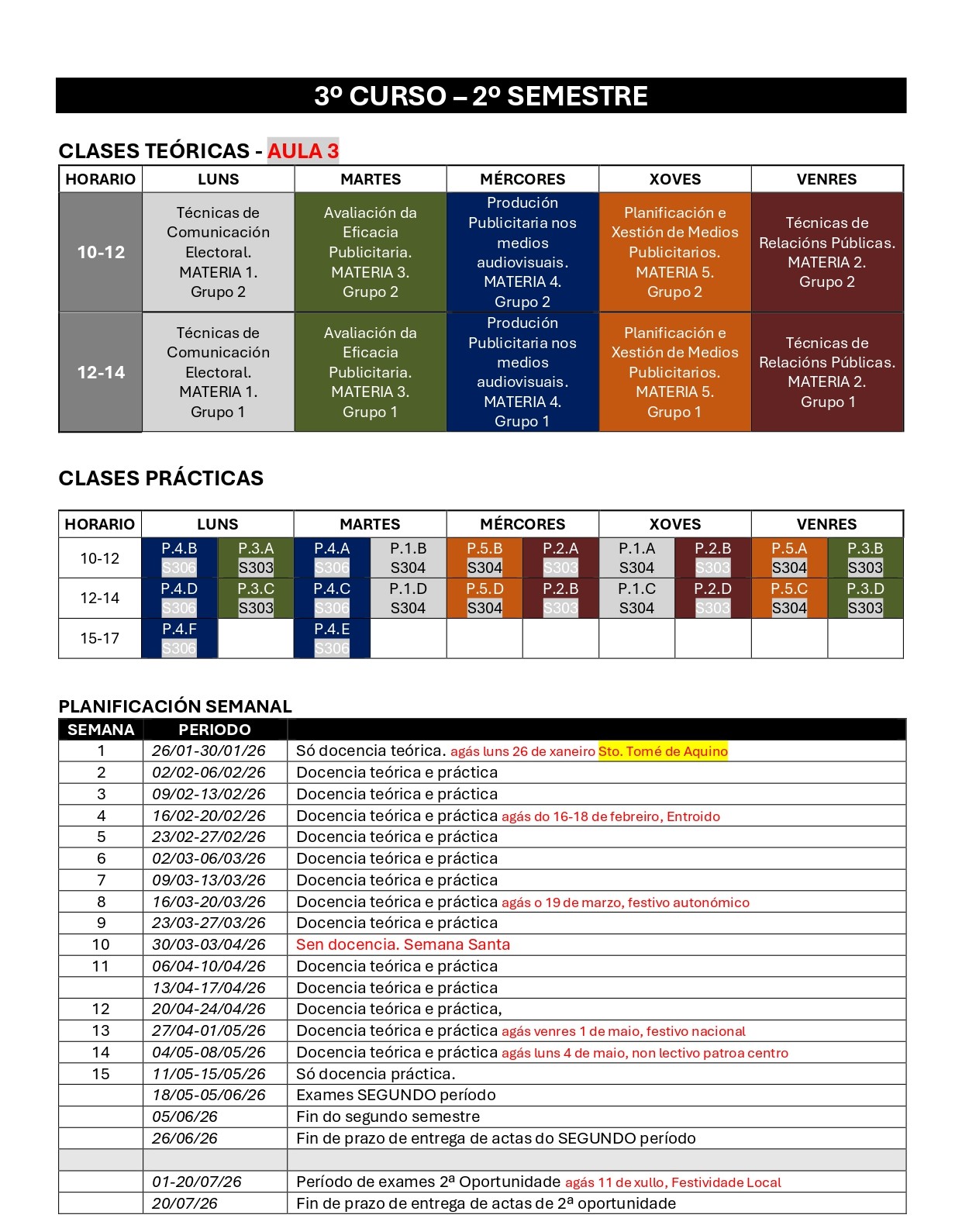 Imagen del horario