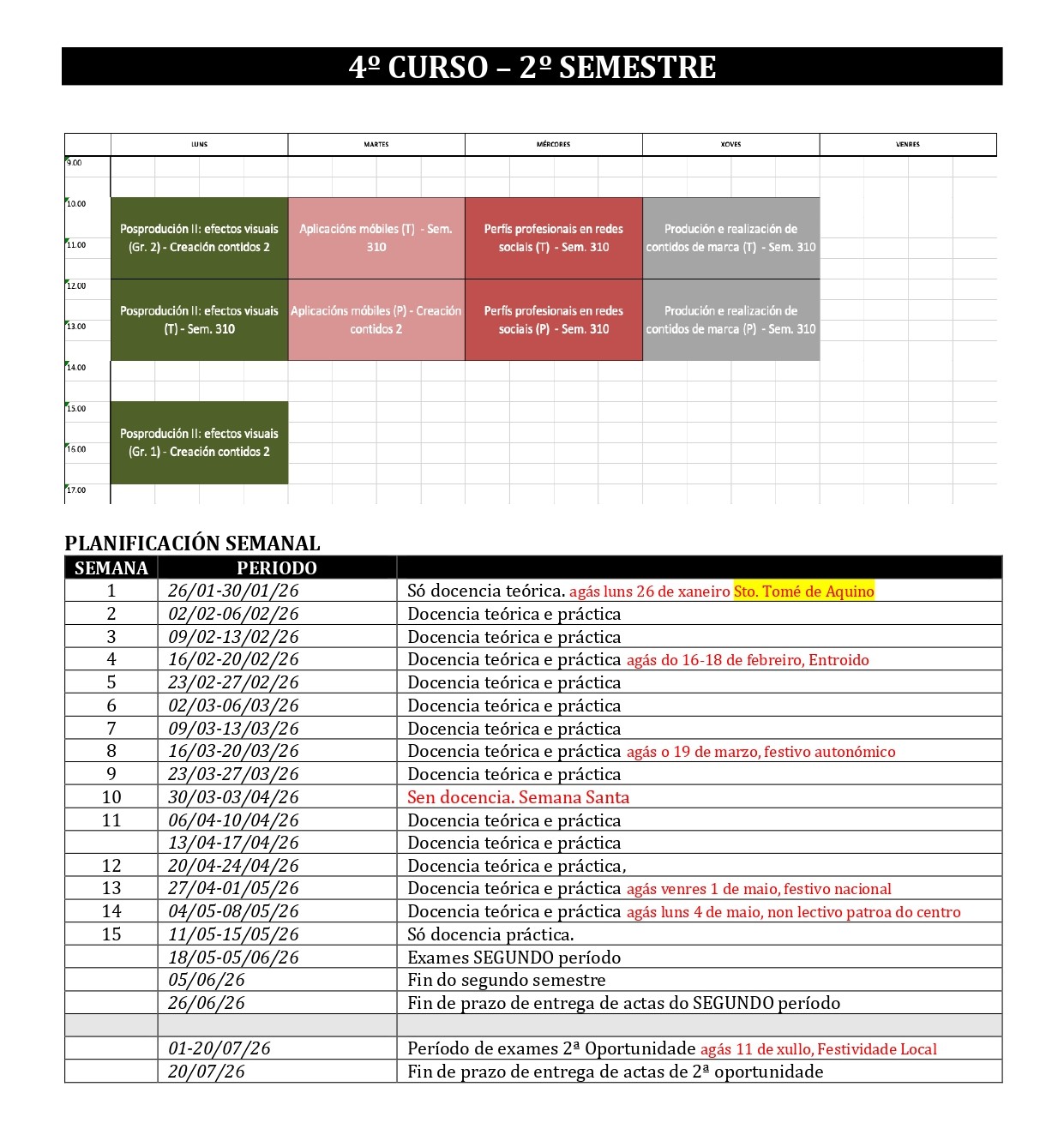 Imagen del horario