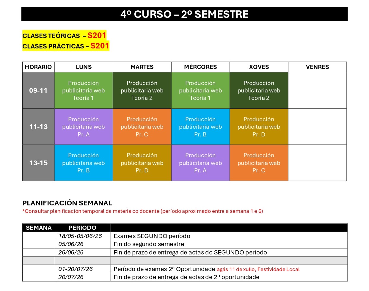 Imagen del horario