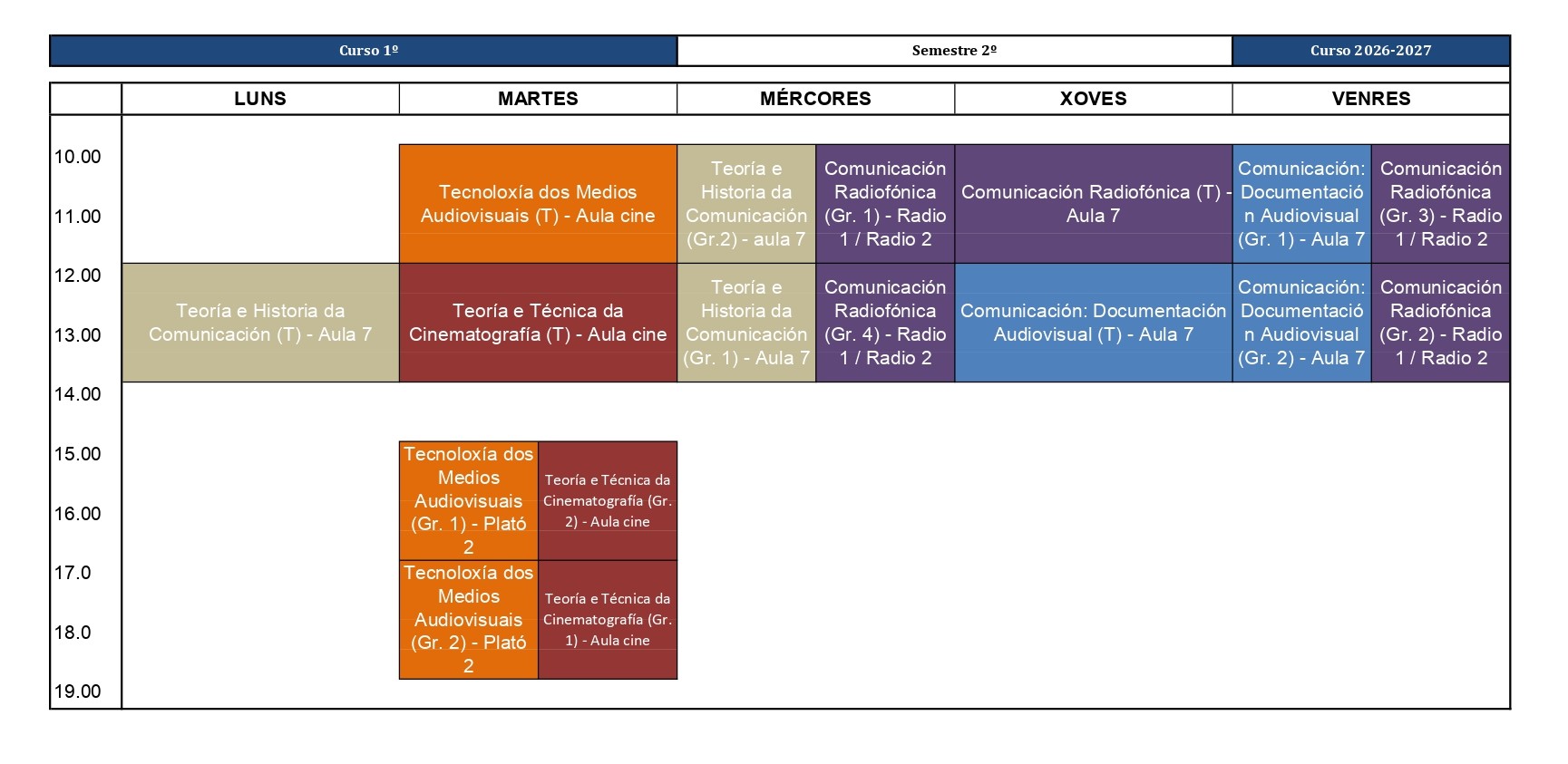 Imagen del horario