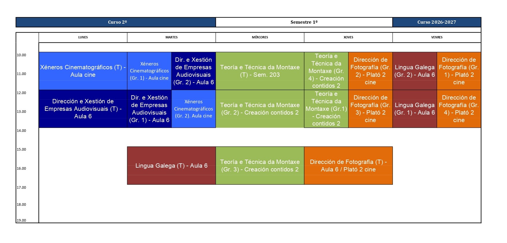 Imagen del horario