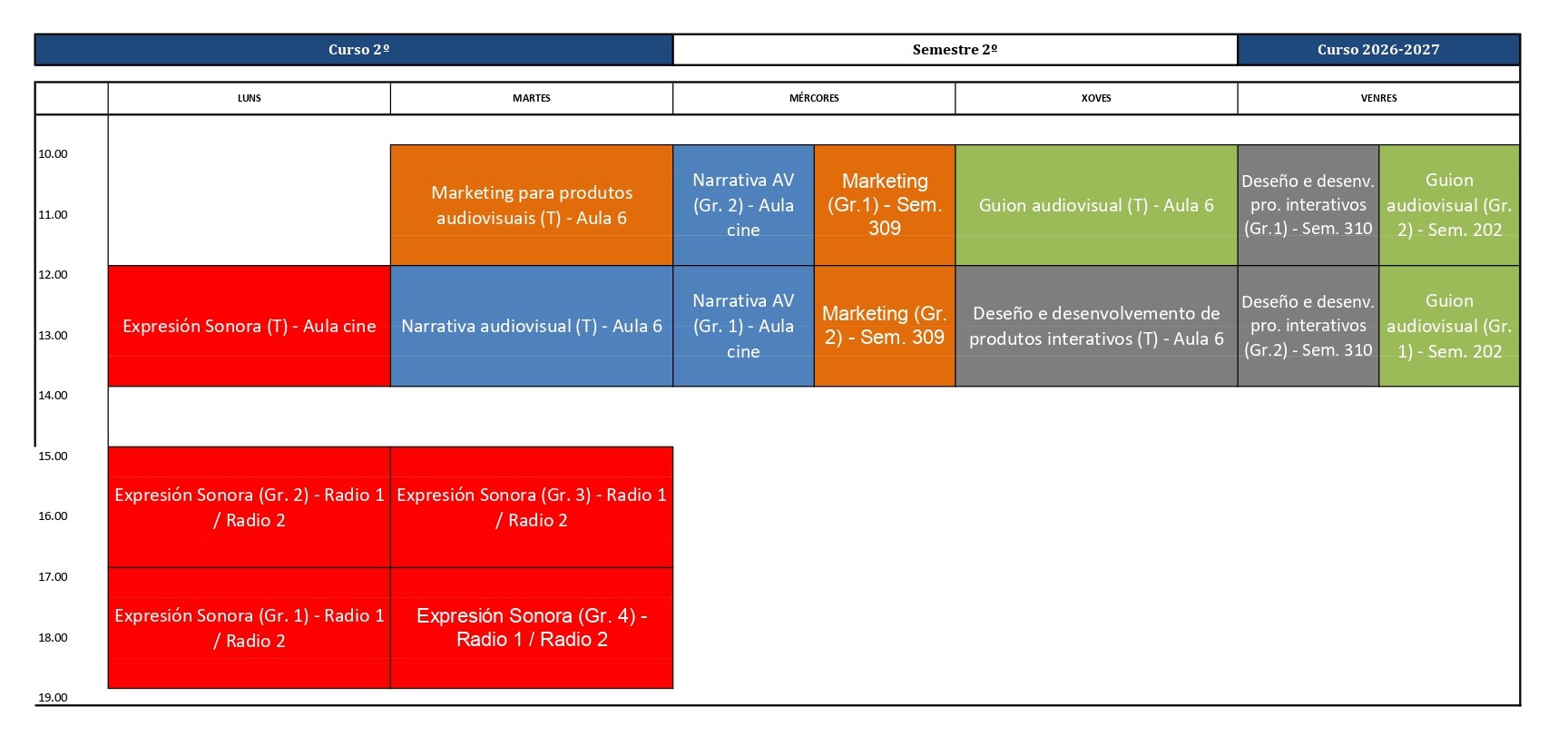 Imagen del horario