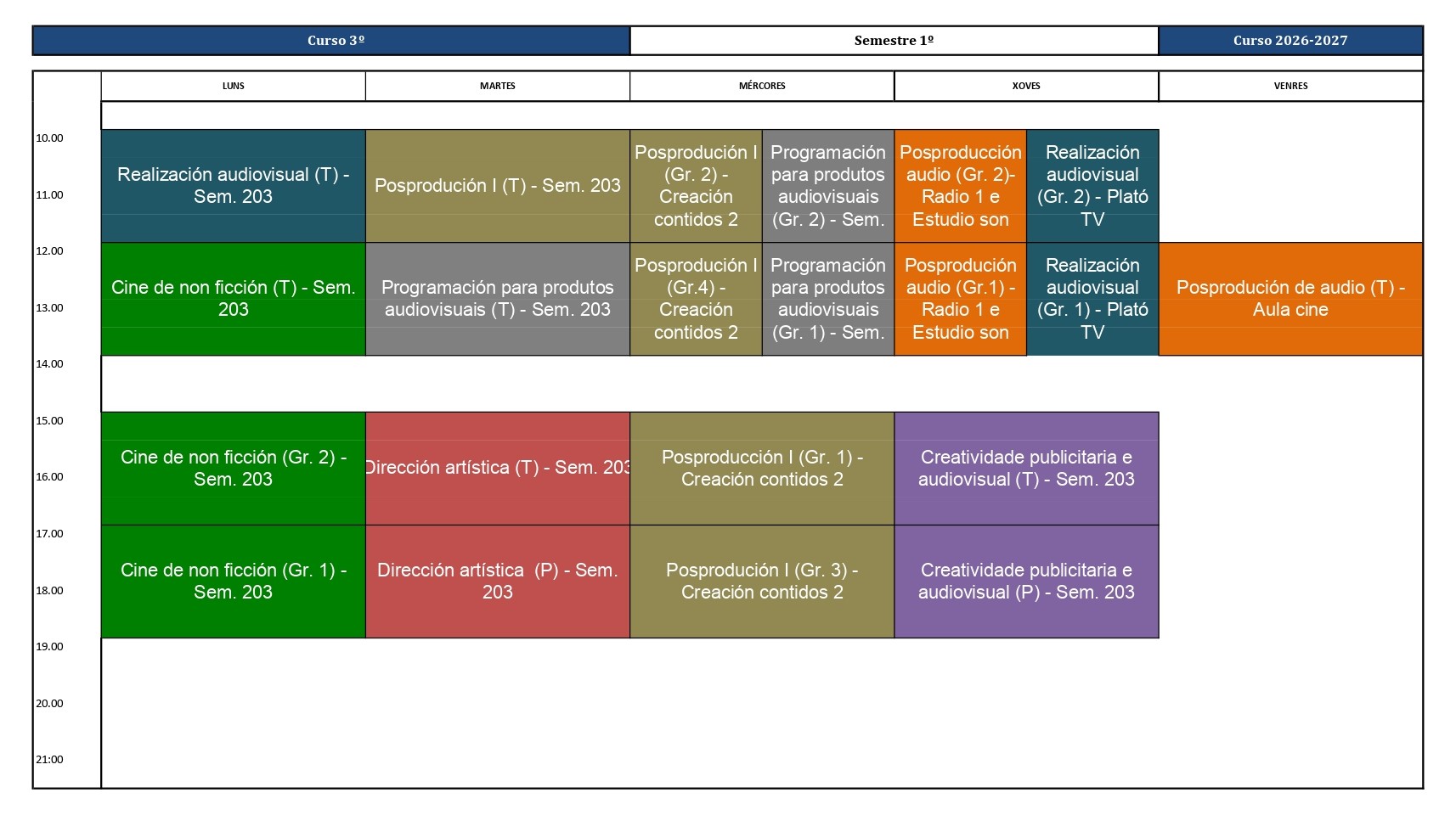 Imagen del horario