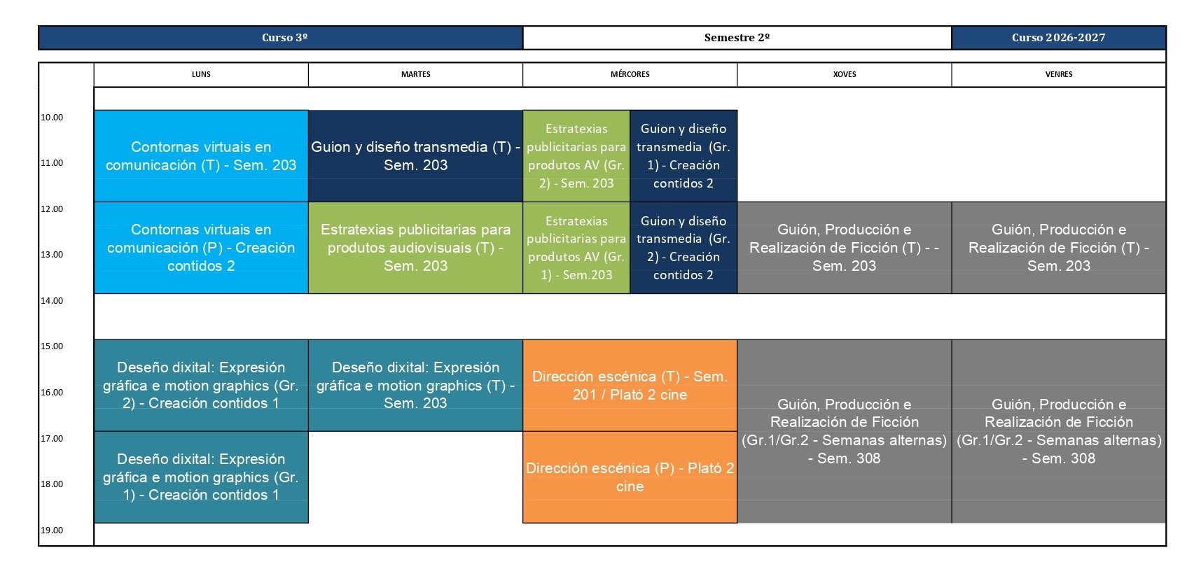 Imagen del horario