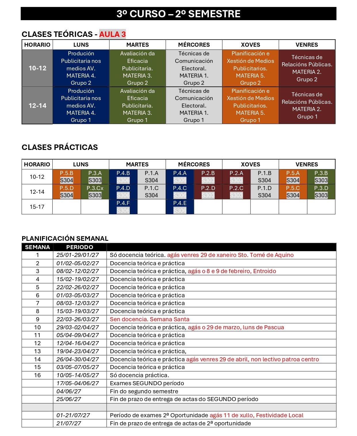 Imagen del horario