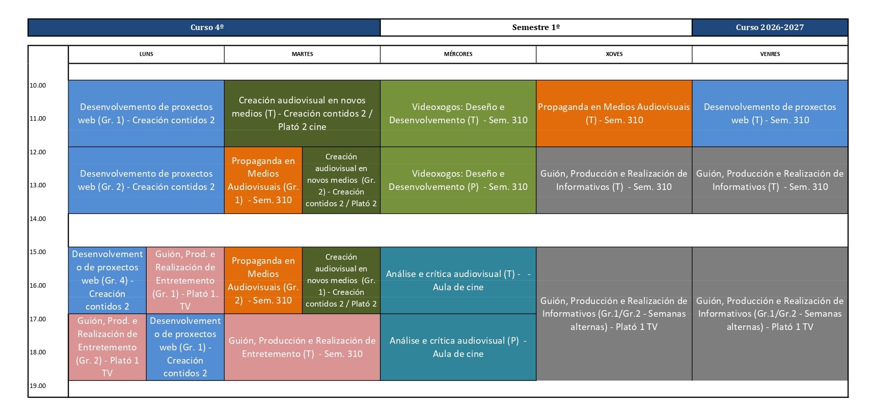 Imagen del horario