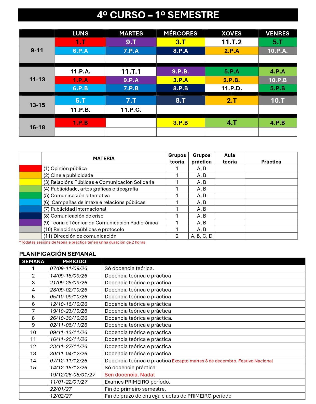 Imagen del horario