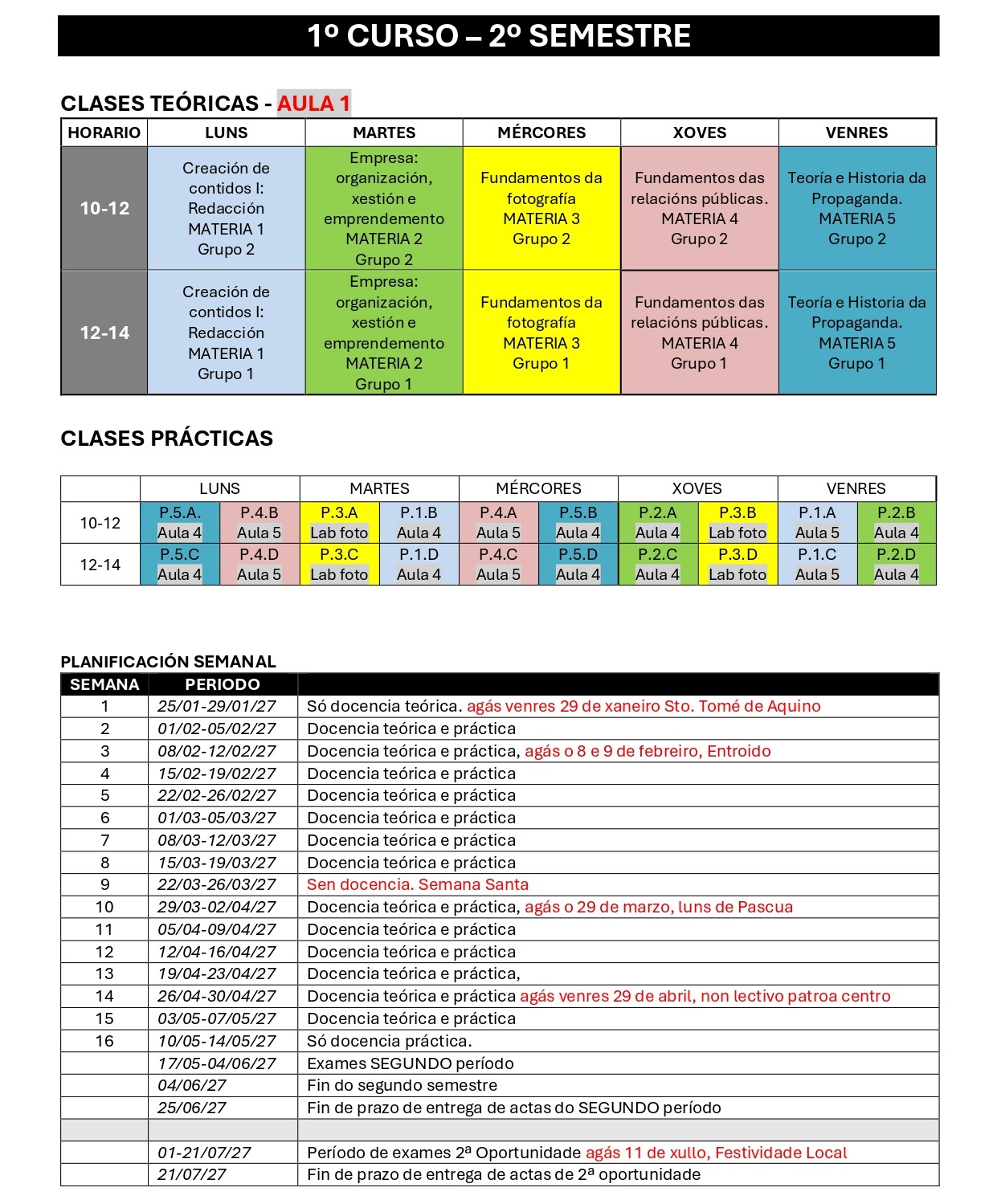 Imagen del horario