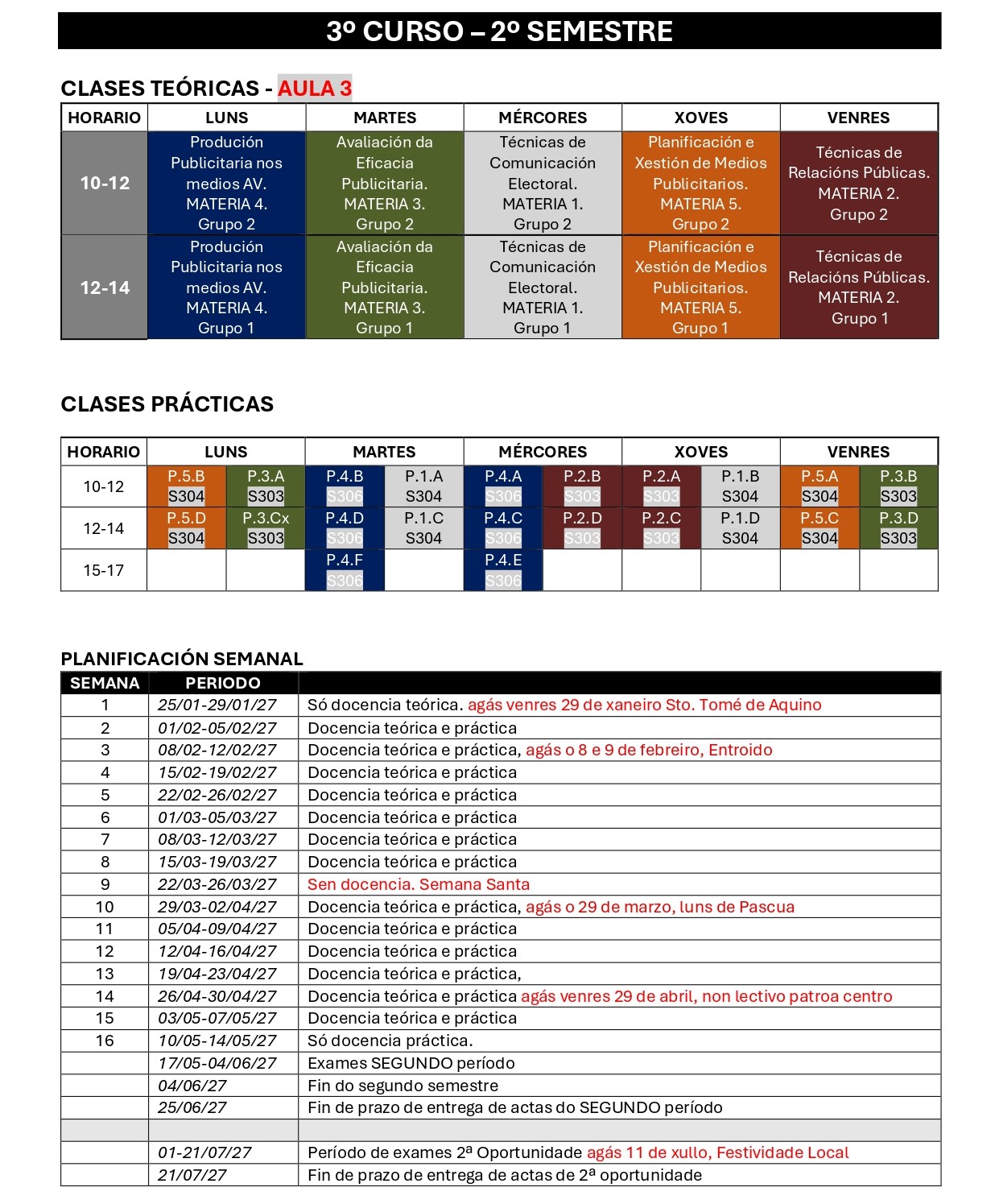 Imagen del horario