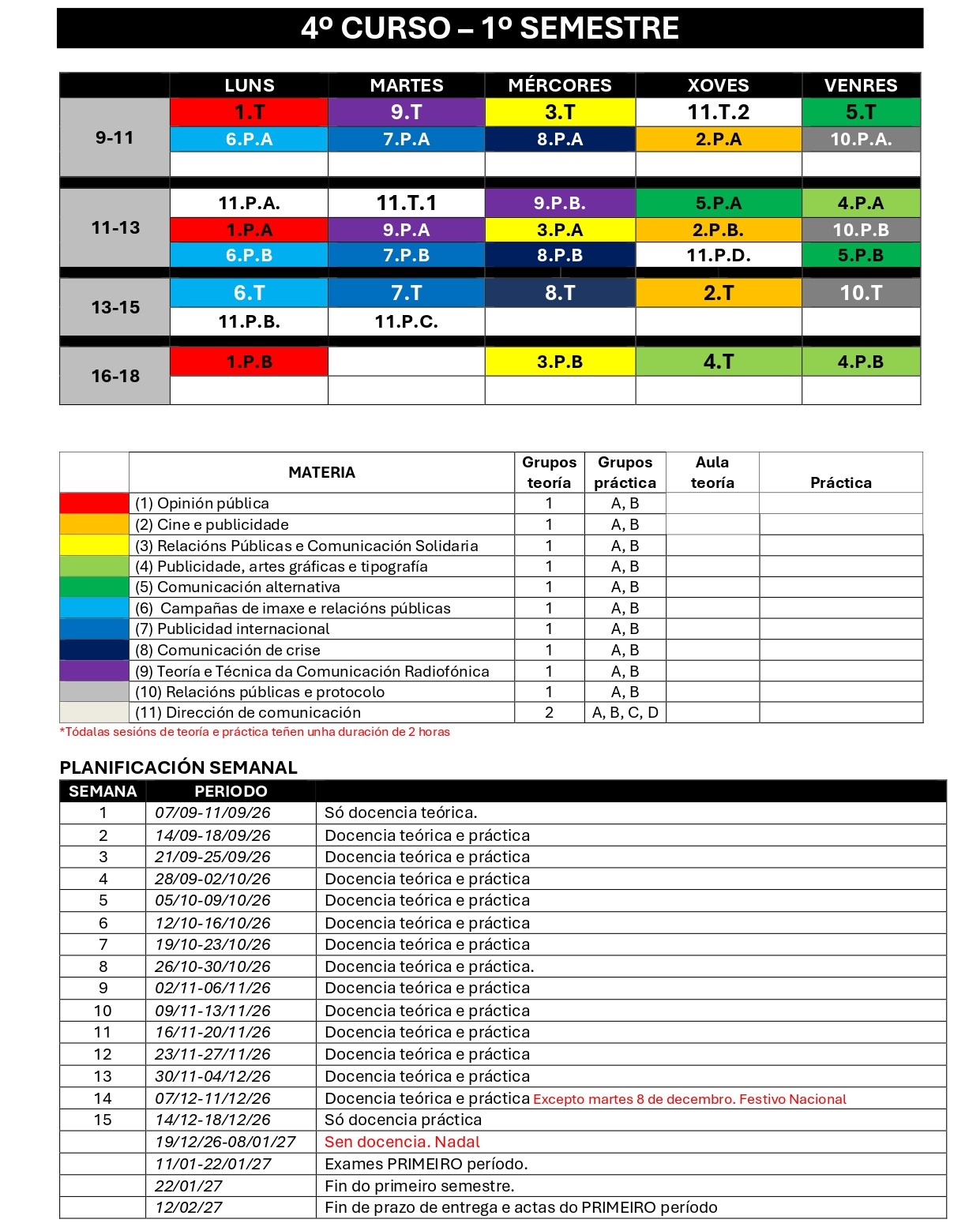 Imagen del horario
