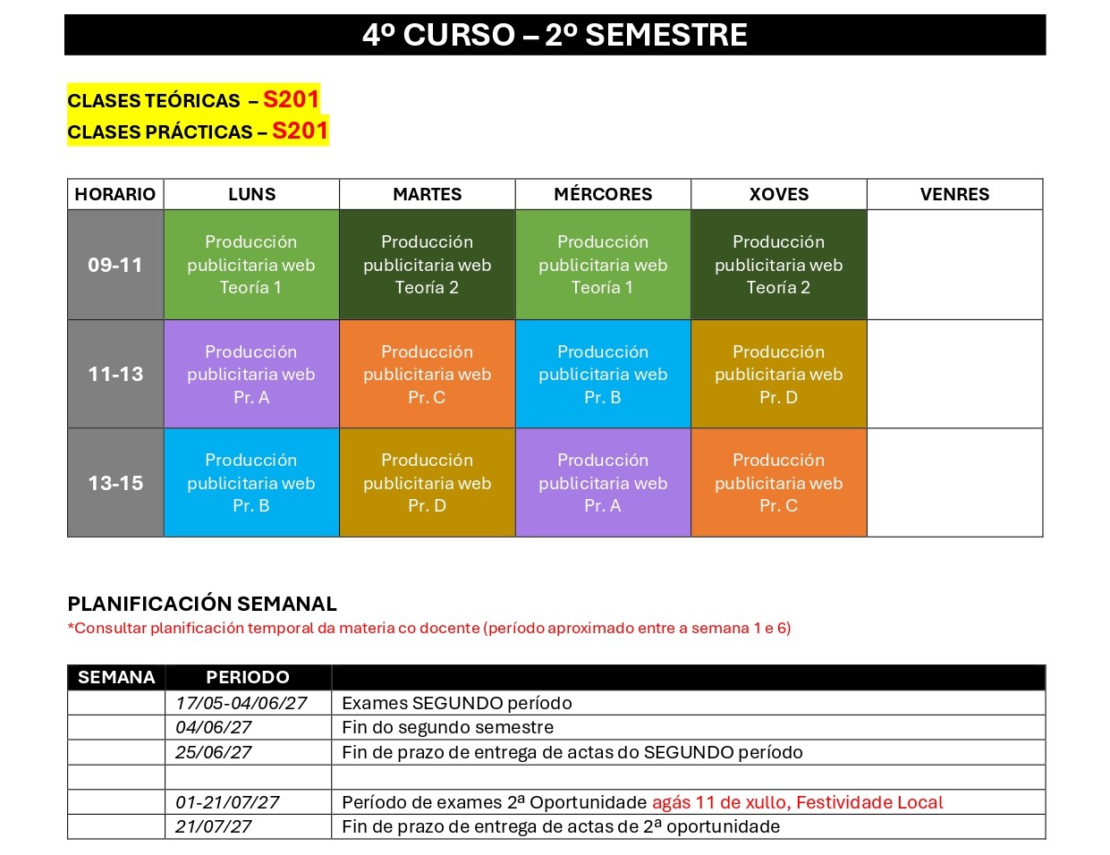 Imagen del horario