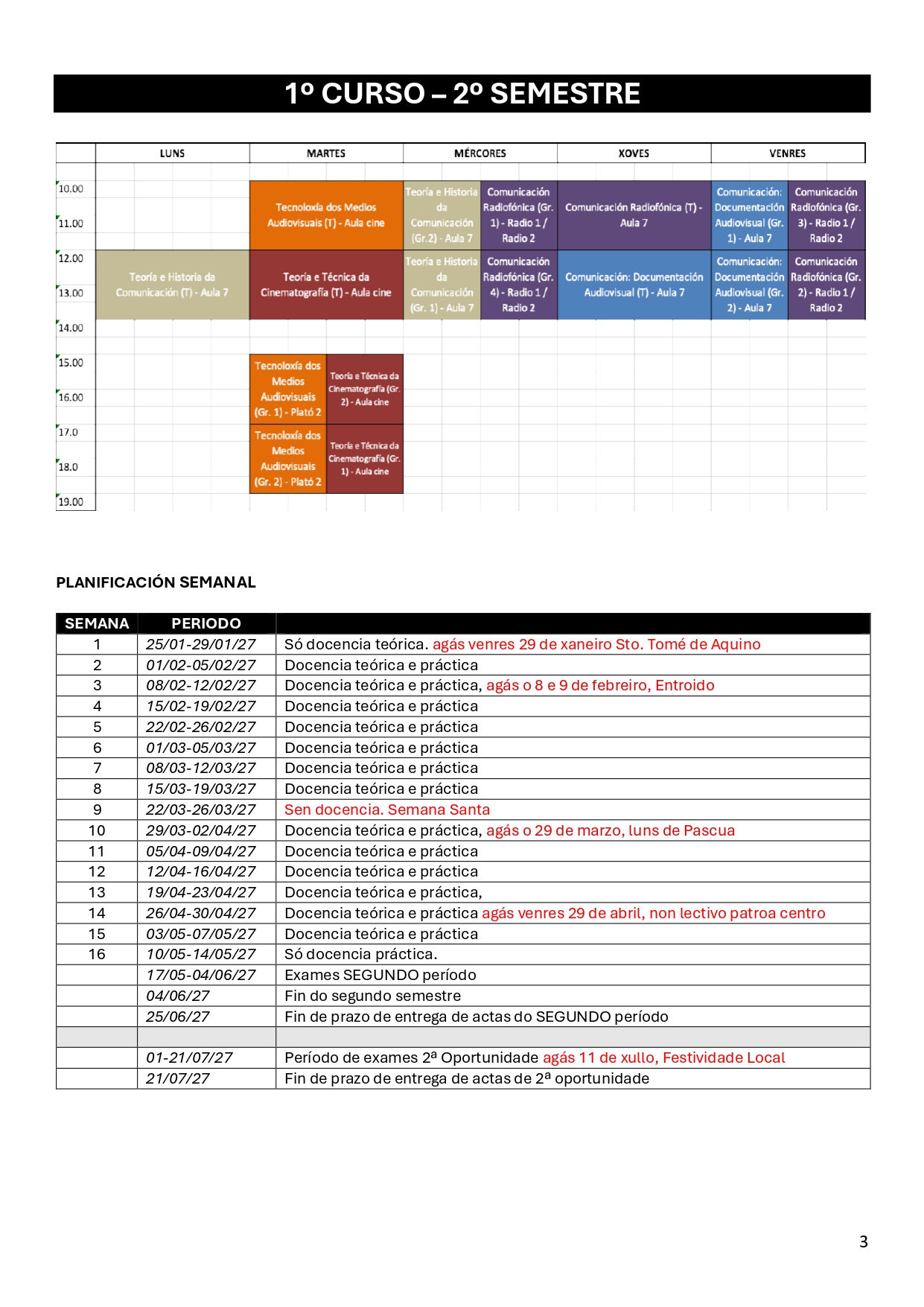 Imagen del horario