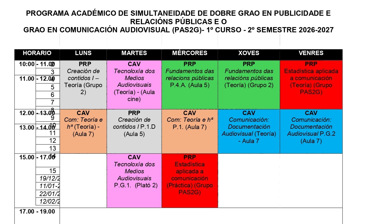 Imagen del horario